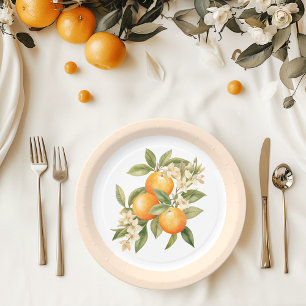 Plato De Papel Pequeña fiesta de cumpleaños de naranjas cítricos