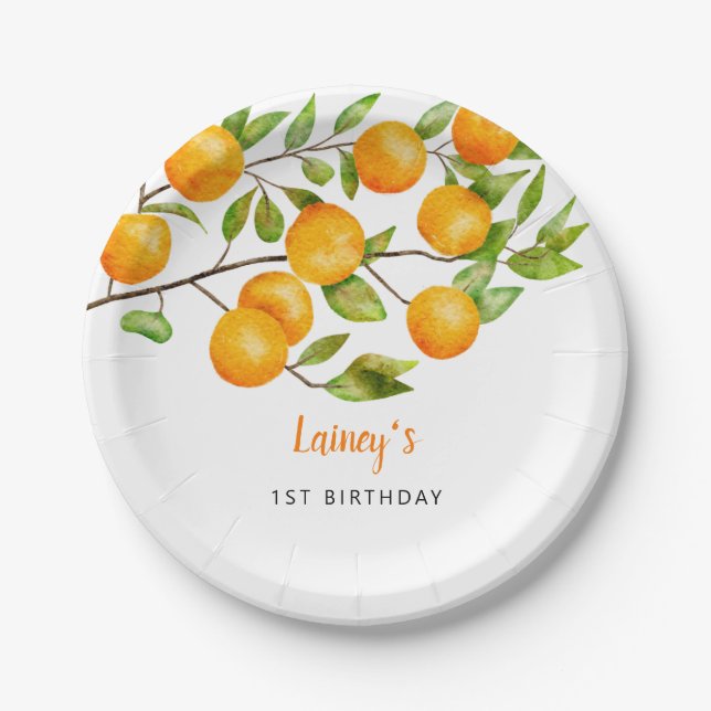 Plato De Papel Pequeña fiesta de cumpleaños de verano (Anverso)