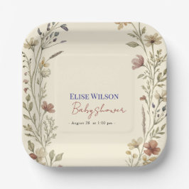 Plato De Papel Pequeña flor silvestre dulce en camino