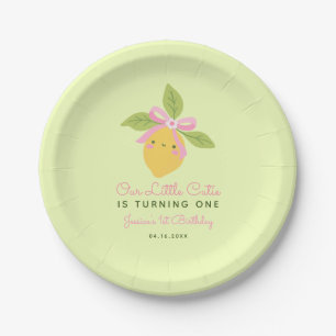 Plato De Papel Pequeña Lemonita Fruta Menta Verde 1er Cumpleaños