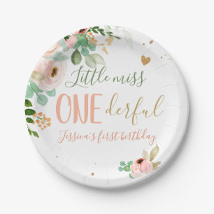 Plato De Papel Pequeña Miss Un Maravilloso Cumpleaños Chica Ros