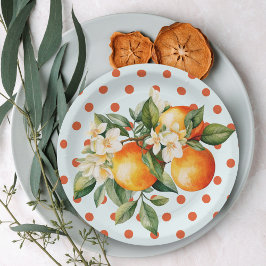 Plato De Papel Pequeña Naranja de Cutie Clementine Baby Shower Fa