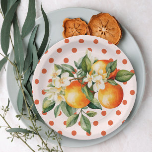 Plato De Papel Pequeña Naranja de Cutie Clementine Baby Shower Fa