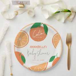 Plato De Papel Pequeña Naranja moderna Baby Shower