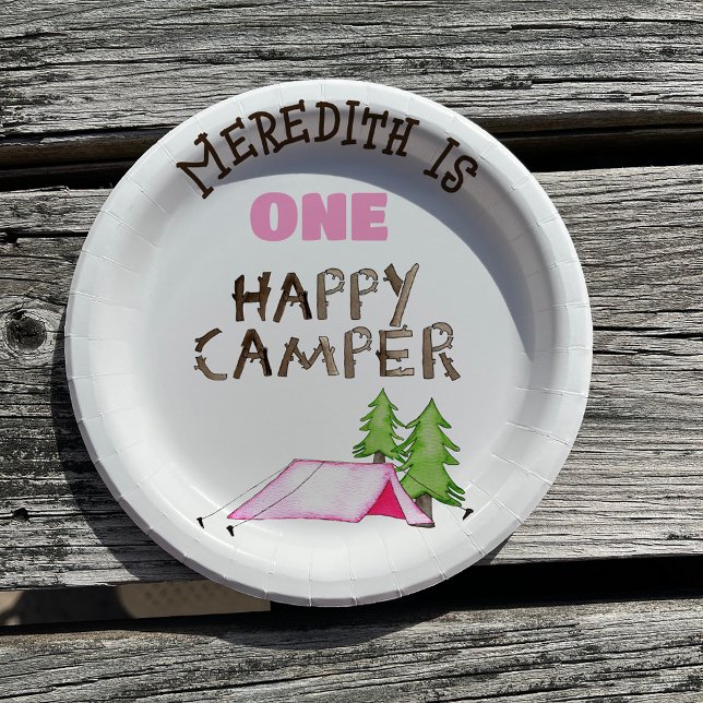 Plato De Papel Pequeña Niña Un Feliz Camper Primera Fiesta de Cum (Subido por el creador)