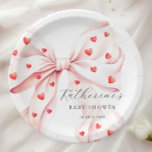 Plato De Papel Pequeña novia roja rosada<br><div class="desc">Pequeña novia de papel de ducha rosa roja para bebé</div>