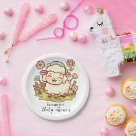 Plato De Papel Pequeña oveja Baby Shower