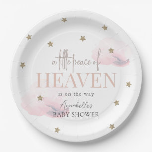Plato De Papel Pequeña paz del Chica rosa del cielo Baby Shower