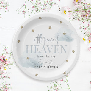 Plato De Papel Pequeña paz del cielo azul Baby Shower