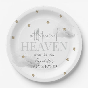 Plato De Papel Pequeña paz del cielo gris Baby Shower