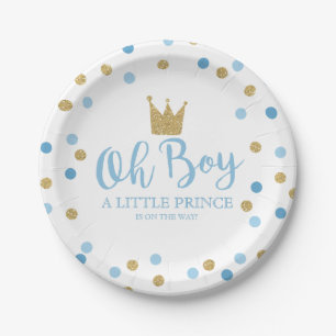 Plato De Papel Pequeña placa de papel 7" de príncipe Baby Showe