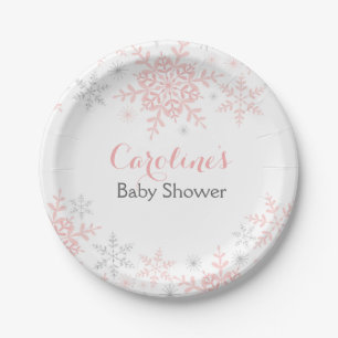 Plato De Papel Pequeña placa de papel Baby Shower con copo de nie