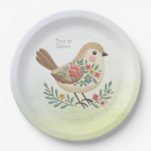Plato De Papel Pequeña Placa de papel de oro floral para aves