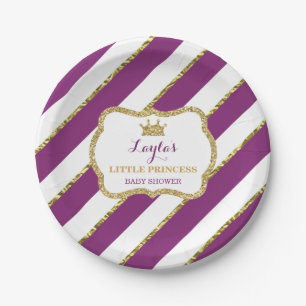 Plato De Papel Pequeña placa de papel Princesa, morada, Purpurina