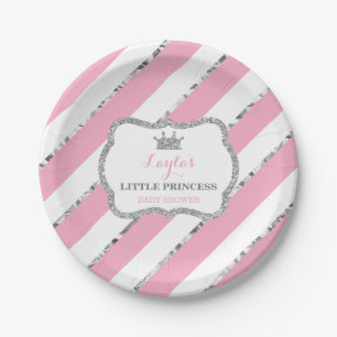 Plato De Papel Pequeña placa de papel Princesa, rosa, Purpurina p