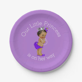 Plato De Papel Pequeña Princesa de etnia Baby Shower Lavender