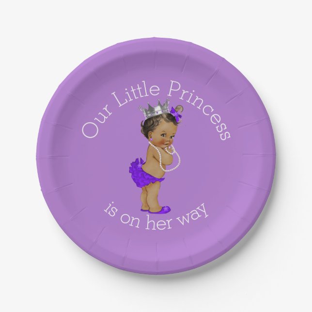 Plato De Papel Pequeña Princesa de etnia Baby Shower Lavender (Anverso)