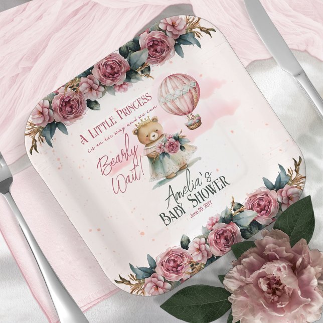 Plato De Papel Pequeña Princesa Osa Bearly Wait Chica Baby Shower (Subido por el creador)