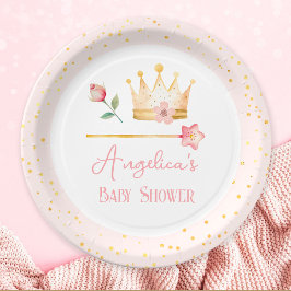 Plato De Papel Pequeña Princesa Rosa Real Baby Shower