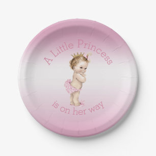 Plato De Papel Pequeña princesa rosada Baby Shower
