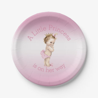 Plato De Papel Pequeña princesa rosada Baby Shower