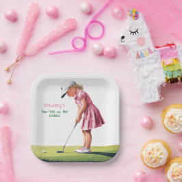 Plato De Papel Pequeña profesional en rosa: Cumpleaños en el Verd