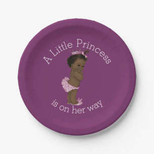 Plato De Papel Pequeña púrpura étnica de princesa Baby Shower