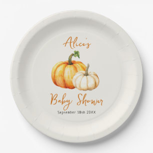 Plato De Papel Pequeña Rústica de calabaza otoño Baby Shower