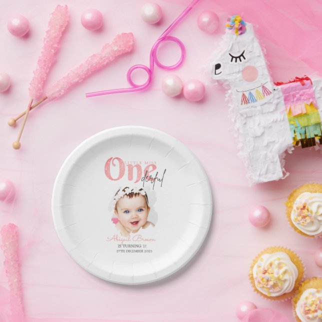 Plato De Papel Pequeña señorita Maravillosa invitación de cumplea (Fiesta)
