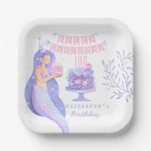 Plato De Papel Pequeña sirena mágica bajo el mar Cumpleaños
