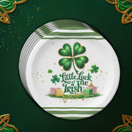 Plato De Papel Pequeña suerte de la irlandesa Shamrock Gold Baby 