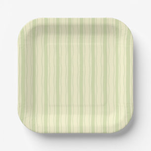 Plato De Papel Pequeñas franjas costeras amarillas y verdes