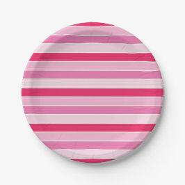 Plato De Papel Pequeñas franjas rosadas y de crema