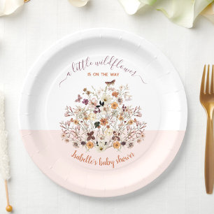 Plato De Papel Pequeñas placas de papel Baby Shower rosadas con f