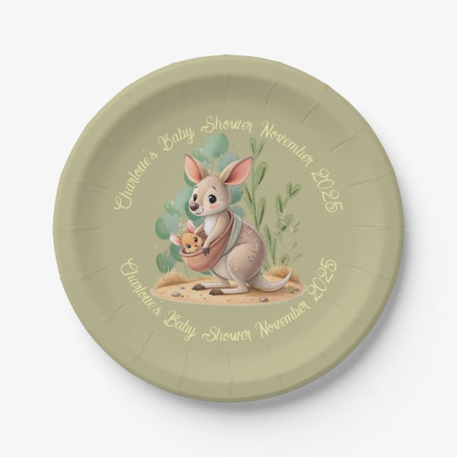 Plato De Papel Pequeñas placas de papel de Joey Baby Shower (Anverso)
