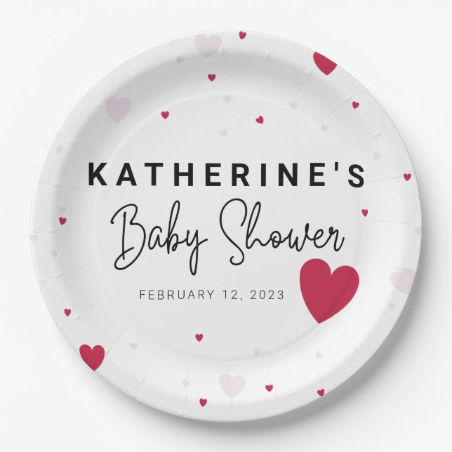 Plato De Papel Pequeño amor - Baby Shower de San Valentín (Anverso)