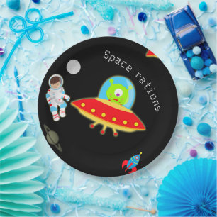 Plato De Papel Pequeño astronauta en cumpleaños del espacio