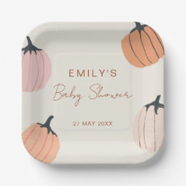 Plato De Papel Pequeño Baby Shower de caída de calabaza