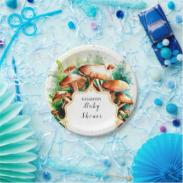 Plato De Papel Pequeño Baby Shower de hongos encantados