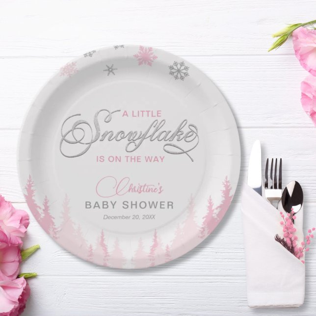 Plato De Papel Pequeño Baby Shower de invierno con copo de nieve (Subido por el creador)