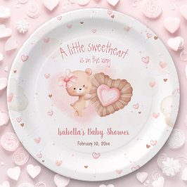 Plato De Papel Pequeño Baby Shower rosado