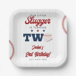 Plato De Papel Pequeño bateador de béisbol cumpleaños 2