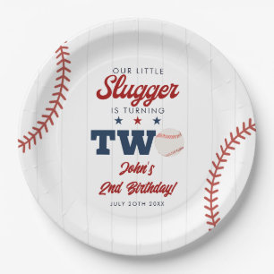 Plato De Papel Pequeño bateador de béisbol cumpleaños 2