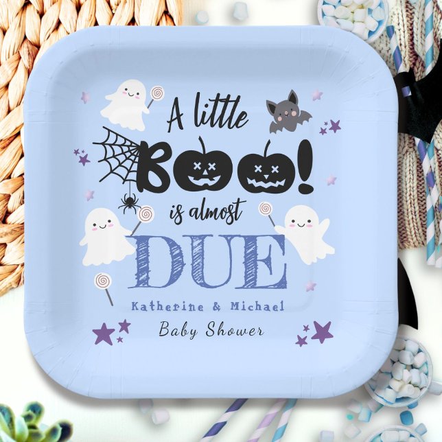 Plato De Papel ¡Pequeño Boo! Cute Ghosts Boy Halloween Baby Showe (Subido por el creador)