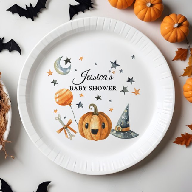 Plato De Papel Pequeño boo de Baby Shower de Halloween (Subido por el creador)
