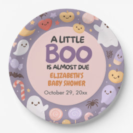 Plato De Papel Pequeño Boo ducha de bebé Halloween