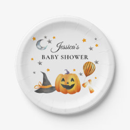Plato De Papel Pequeño Boo Halloween Calabaza Baby Shower