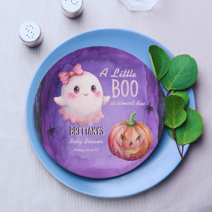 Plato De Papel Pequeño boom rosa lindo baño de bebé fantasma