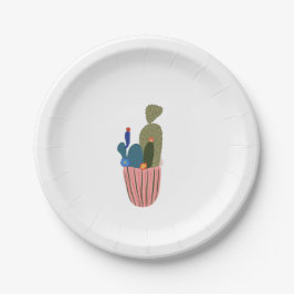 Plato De Papel Pequeño cactus
