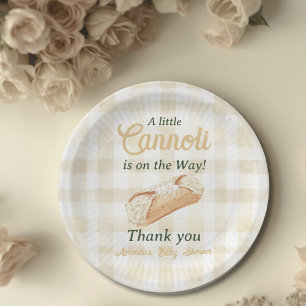 Plato De Papel Pequeño Cannoli Beige Neutro Baby Shower Italiano